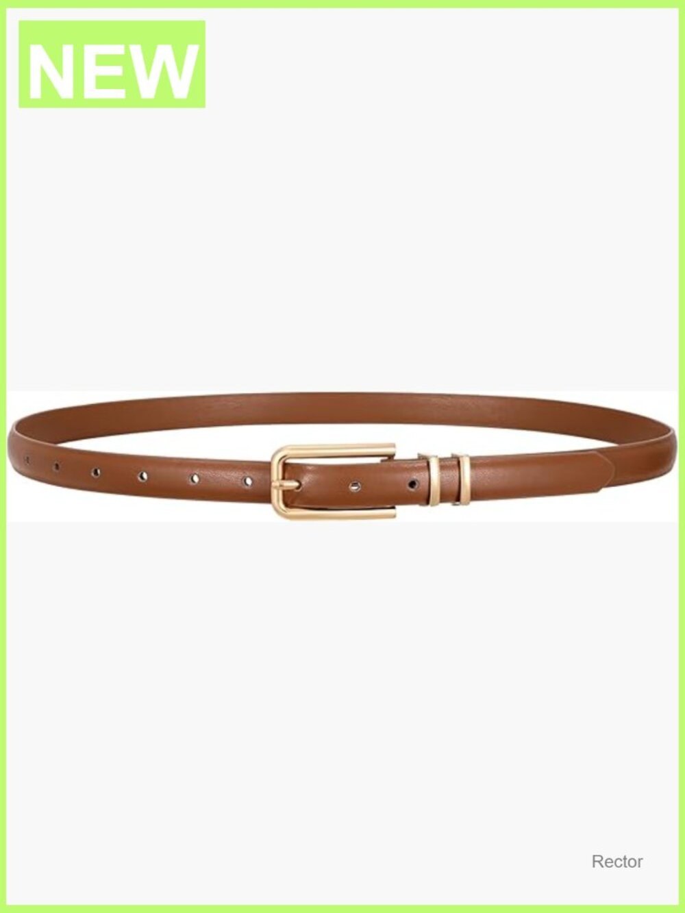Skinny Faux Leather Belt with Gold Buckle for Women